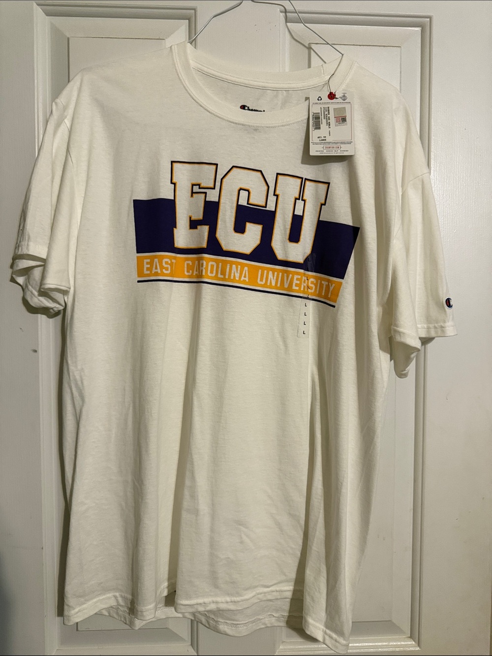 NWT ECU East Carolina University White Graphic T‑Shirt Unisex Size Large